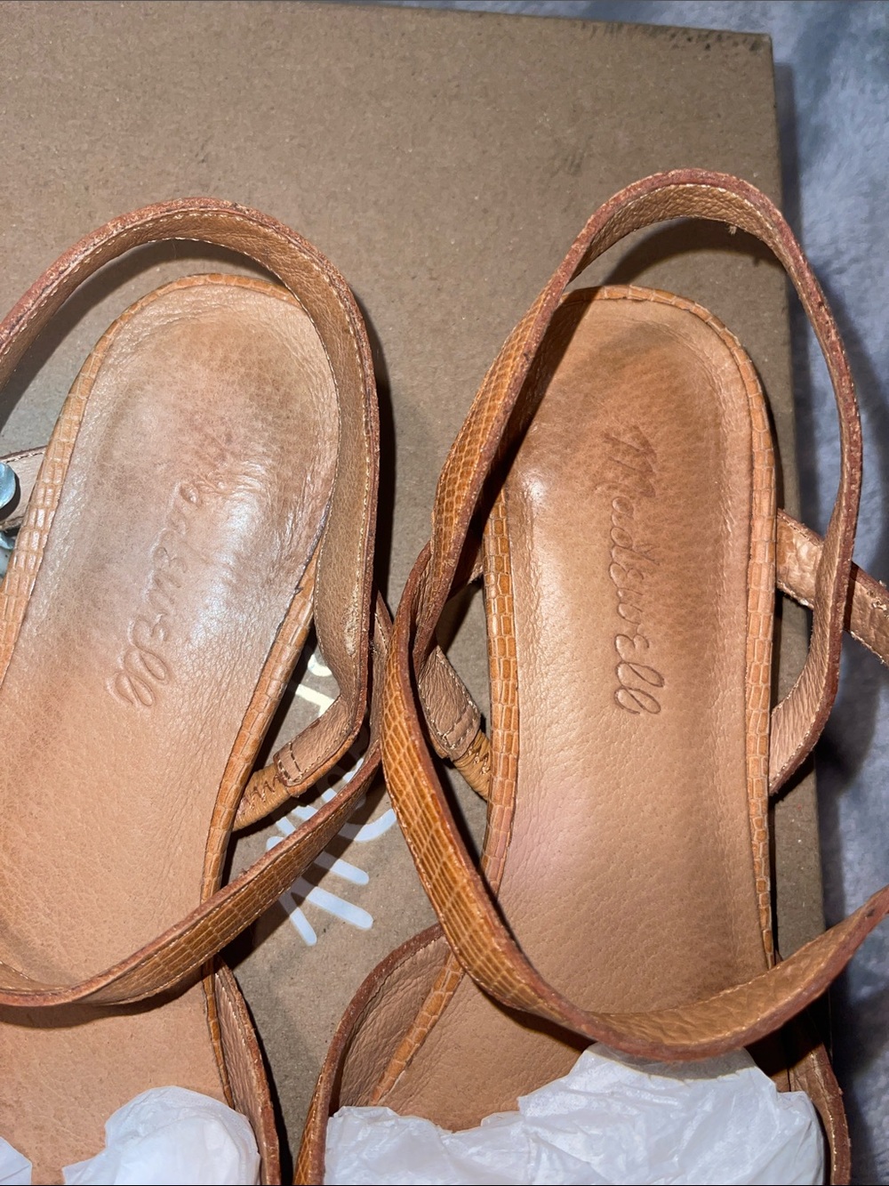 Madewell Tan Croc-Embossed Slingback Flats - Picture 7 of 9